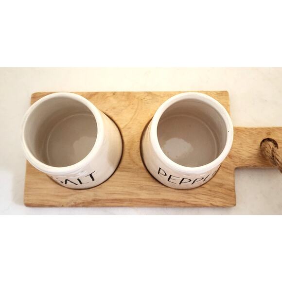 SALT & PEPPER/PIER 1-Set of Shakers With Wood Board Stand-Cork Tops-Set of 3 - Picture 4 of 10